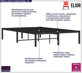 Czarne Metalowe Łóżko Industrialne 140X200 Cm Marea 120 Cm