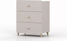 Komoda Passa 3S kaszmir 80 cm 3 szuflady drewniane uchwyty i nóżki