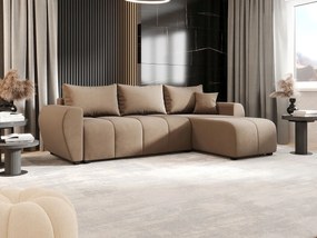 BEDANTE narożnik MOLISA L Itaka 48 prawa brązowy z funkcją spania sofa w kształcie litery L z pojemnikiem na pościel