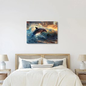 Obraz na szkle - Delfin, ilustracje (70x50 cm)