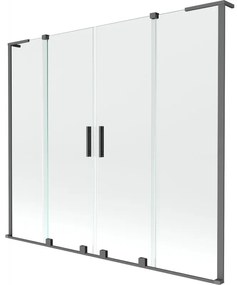 Mexen Velar L Duo parawan nawannowy 2-skrzydłowy rozsuwany 200 x 150 cm, transparent, gun metal - 896-200-003-02-95