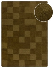 Wełniany dywan tkany ręcznie w kolorze khaki 200x290 cm Checkerboard – Flair Rugs