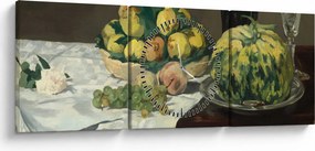 Obraz - Edouard Manet, Still Life with Melon and Peaches, reprodukcje (z zegarem) (90x30 cm)