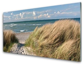 Panel Szklany Plaża Morze Trawa Krajobraz