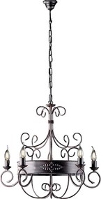 Żyrandol Baltimora z czarnego i rdzawo-lakierowanego żelaza, 5 świateł, 120 Ø60 BL183-5-RG