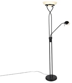 Lampa stojąca czarna z lampką do czytania z diodą LED i ściemniaczem Dim to Warm - Empoli Nowoczesny Oswietlenie wewnetrzne