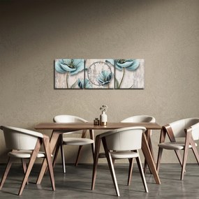 Obraz - Kwiaty na teksturze (z zegarem) (90x30 cm)