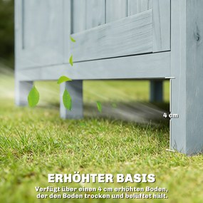 Outsunny Szafka ogrodowa z drewna odporna na warunki atmosferyczne, domek na narzędzia z podwójnymi drzwiami, magnetycznym zamknięciem, na taras, 85 x 54 x 170 cm, szary | Aosom PL