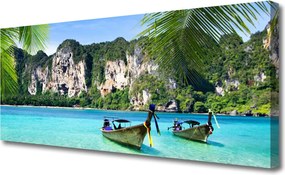 Obraz canvas Kolorowe Łodzie na Falach