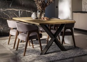 Atlass 180x100 cm – stół z litego drewna dębowego olejowanego z łączeniem finger joint i minimalistyczną stalową czarną podstawą