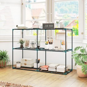 Outsunny 3-poziomowy stojak na rośliny, wys. 100 cm, stojak na kwiaty z półkami, wielopoziomowy stal Ciemnozielony | Aosom PL