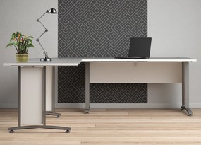 Biurko narożne Prima biały 230x200 szare nogi