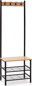 Regał z wieszakiem i ławą, 2 półki, kolor dąb/czarny.
