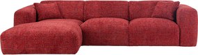 Kanapa narożna lewostronna  duża z czerwonej teksturowanej tkaniny POGNI marki Maison Céphy