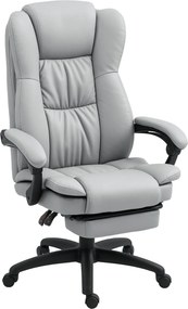 Vinsetto Obrotowy fotel biurowy z podnóżkiem, funkcją masażu, obszyty skórą ekologiczną, 68,5x68,5x113-121cm