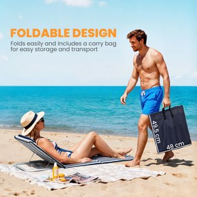 Outsunny Składany leżak plażowy z poduszką, 5-stopniowe oparcie, torba, niebieski | Aosom PL