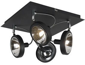 Designerski reflektor czarny 4-światłowy regulowany - Nox Nowoczesny Oswietlenie wewnetrzne