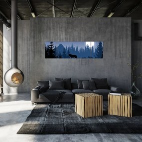 Obraz - Wataha wilków pod księżycem w pełni (170x50 cm)