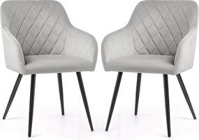 Zestaw 2 szarych krzeseł pikowanych M7-P01