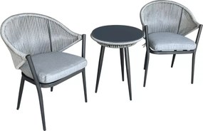 Stylowy zestaw balkonowy Levante z aluminium - 2 krzesła, stolik kawowy