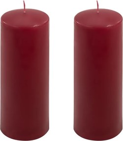 Zestaw świec słupkowych 20 cm Ø 7,5 cm, bordowy, 2 szt.