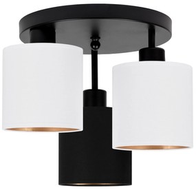 Lampa sufitowa czarna trzypunktowa z czarno-białymi abażurami C-3030SC