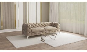 Szarobeżowa aksamitna sofa 225 cm Chelsea – Ropez