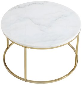 Wsuwane stoliki kawowe ANGELA marki Pascal Morabito - Marmur i metal - Biel i złoto