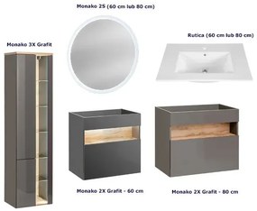 Okrągłe wiszące lustro łazienkowe Monako 2S 80 cm