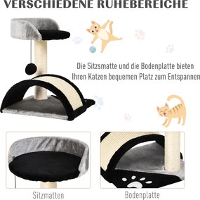 Drapak z piłeczkami do zabawy drapak do ostrzenia pazurów słupek z liny sizalowej kolor beżowy | Aosom.pl