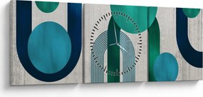 Obraz - Linie i okrągłe kształty (z zegarem) (90x30 cm)