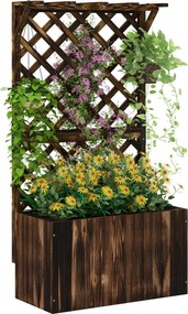 Outsunny Skrzynia uprawna z kratownicą, drewniana skrzynia na kwiaty, ogrodowa kratownica 64 x 33 x 122 cm Opalony | Aosom PL
