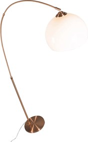 Nowoczesna lampa łukowa miedziana z białym kloszem - Arc Basic