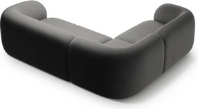 Ciemnoszary aksamitny narożnik (lewostronny/w kształcie litery L) Kate – Micadoni