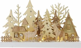 Drewniana dekoracja z leśnym krajobrazem, 10 diod, 3D