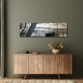 Obraz łodzi na jeziorze (170x50 cm)