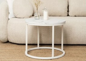 Stolik kawowy Ayton – nowoczesny design i elegancja z blatem w kolorze białego marmuru, bieli lub dębu