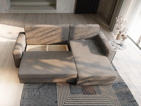 Masseno Narożnik CARL z funkcją spania i pojemnikiem na pościel Narozniki L, Rozkładana sofa - Beżowy, PAROS 02