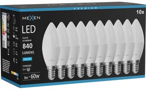 Mexen Nova 10x żarówka LED E14, C37, 8W, Zimna - 6500K, 840 lm - L102-E14-0865-01x10