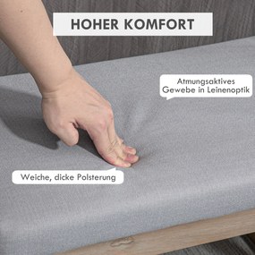 HOMCOM Podnóżek, pufa z wykończeniem imitującym len, siedzisko na drewnianych nogach