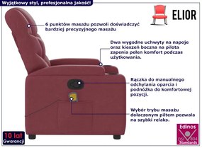 Fotel wypoczynkowy z masażem burgund - Luzof 3X