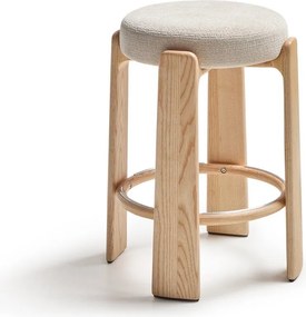 Beżowy/w jasnym naturalnym kolorze hoker z litego drewna jesionowego (wysokość siedziska 65 cm) Granite – Kave Home