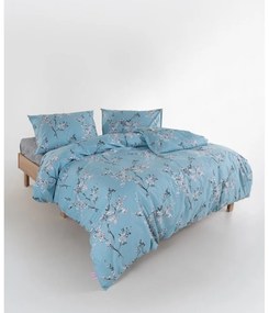 Niebieska pościel jednoosobowa z bawełny renforcé 140x200 cm Blue Floral – Mila Home Luxury