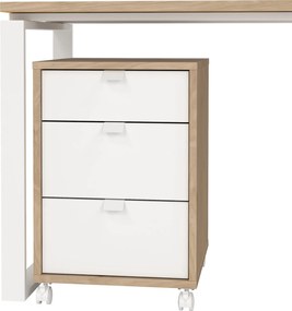 Biurko z regałem i kontenerkiem Sign jackson hickory/biały mat