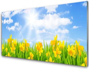 Panel Szklany Wiosenne Żonkile w Trawie