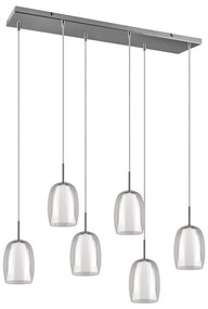 Lampa wisząca w srebrnym kolorze ze szklanym kloszem Barret – Trio Select