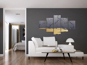 Obraz - Niebiesko-złota abstrakcja N⁰1 (125x70 cm)