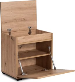 Szafka na buty z siedziskiem + panel ścienny + wysoki słupek Folk 80 cm grafit/dąb artisan