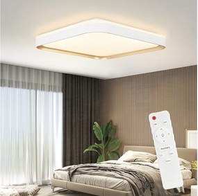 NETTLIFE Lampa sufitowa LED Możliwość przyciemniania Lampa do sypialni z pilotem 30 cm Nowoczesna lampa kuchenna 32 W Kwadratowa lampa do salonu Biała