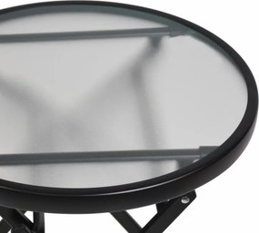 Stolik pomocniczy ze szklanym blatem, czarny, Ø 45 cm, stal